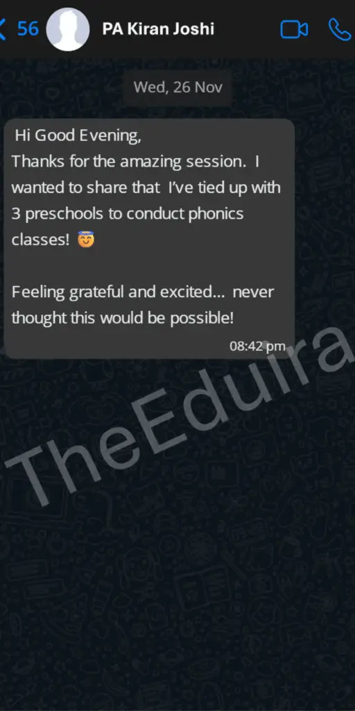 Teacher testimonial message