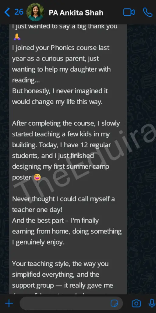 Parent testimonial message