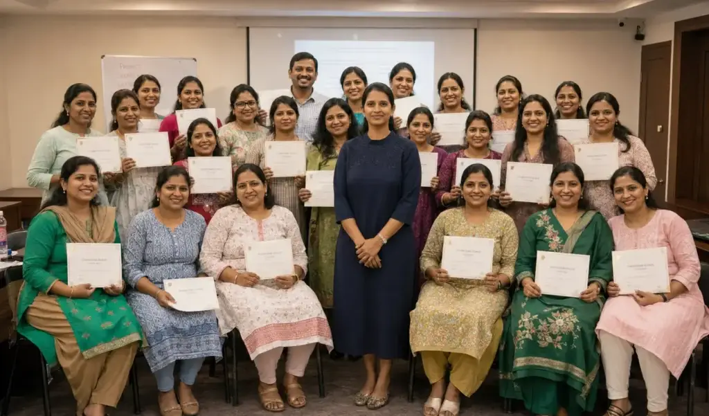 Rashmi Jogalekar training 20+ teachers in person